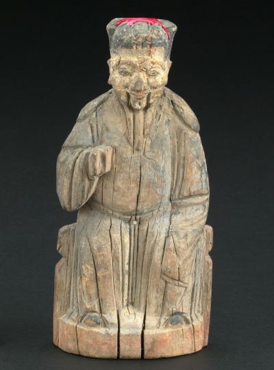 Appraisal: Tao Kuang Provincial Carved Polychromed and Weathered Wooden Figure of