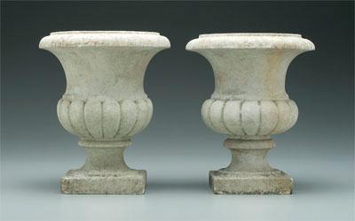 Appraisal: Pair marble garden urns each of typical form with flaring