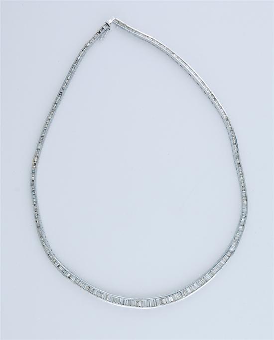 Appraisal: Diamond necklace graduated tapered and straight baguette diamonds ctw color