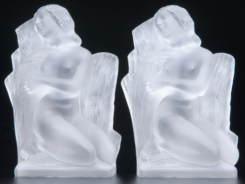 Appraisal: R LALIQUE Pair of statuettes Ete Surtout Quatre Saisons clear