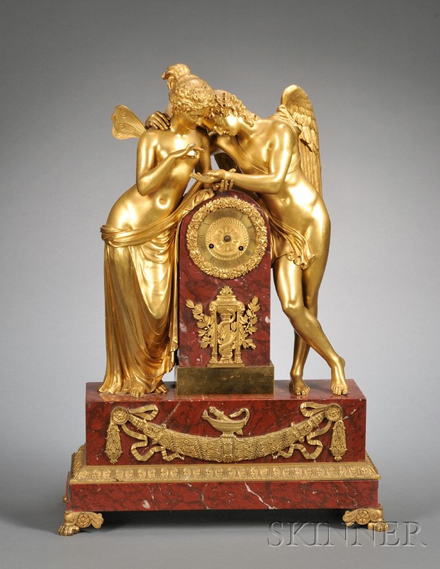 Appraisal: Impressive Louis XVI Style Gilt-bronze and Rouge Marble Mantel Clock