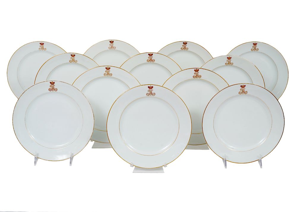 Appraisal: Plates Russian Imperial Factory Russian white porcelain plates made for