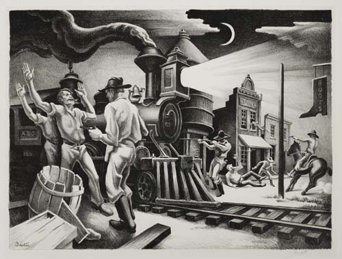 Appraisal: THOMAS HART BENTON Jesse James Lithograph x mm x inches