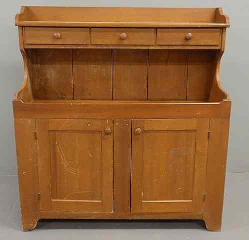 Appraisal: Pine dry sink with a three-drawer upper shelf h x