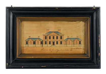 Appraisal: English country house architectural drawing early th century Watercolor and