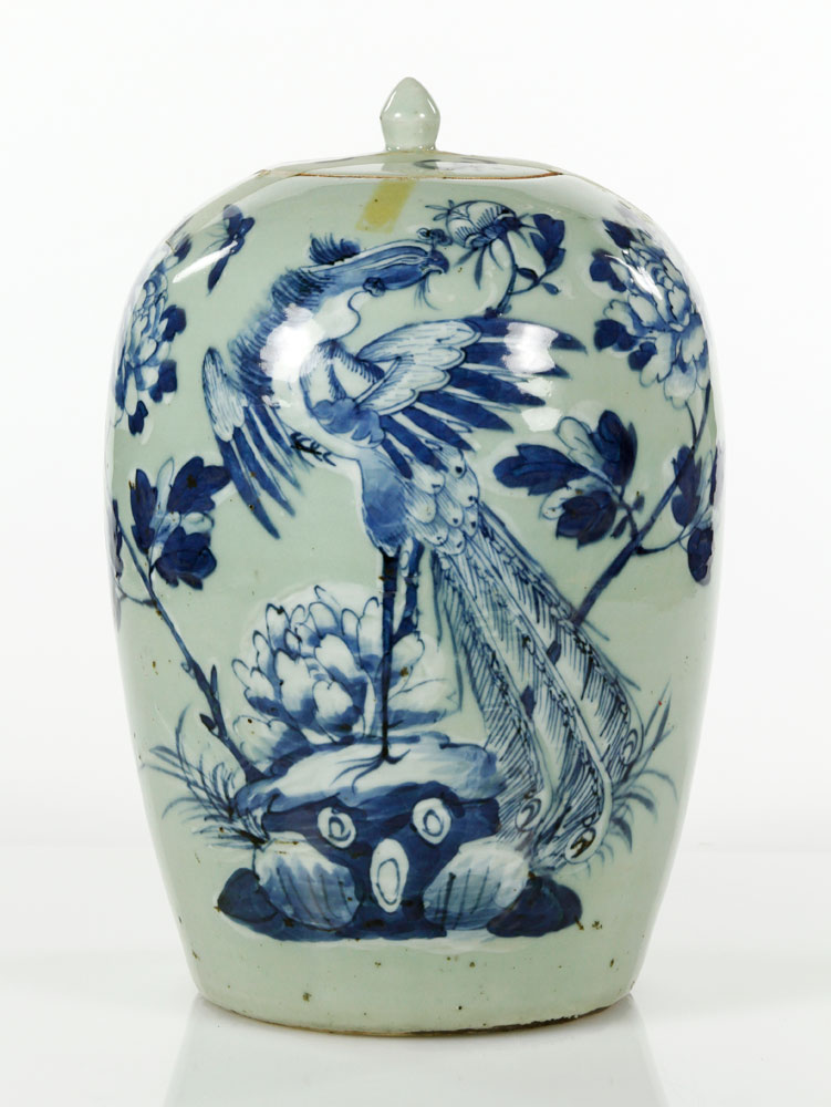 Appraisal: - Blue and White Ginger Jar Blue and white covered