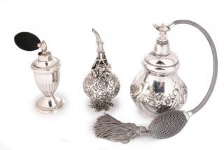 Appraisal: Three Late th Early th C Silver Scent Bottles Turkish