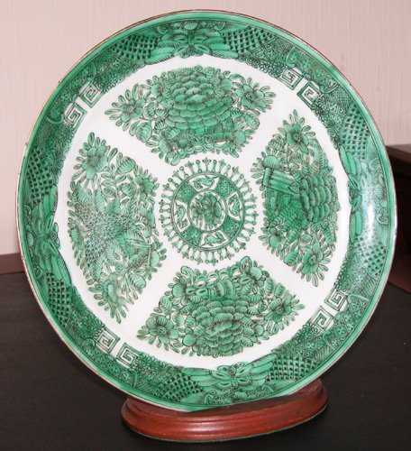 Appraisal: Artist Title Chinese Export Porcelain Plate green and white Fitz