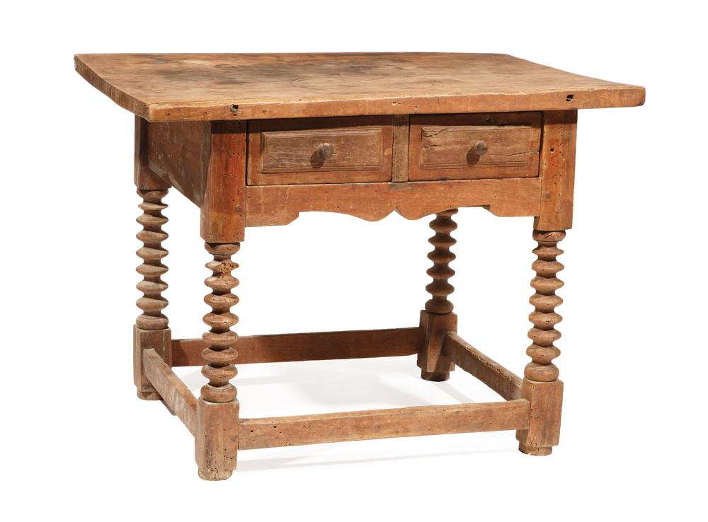 Appraisal: Diminutive Spanish Colonial Hardwood Tavern Table th c single board