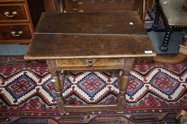 Appraisal: th Century side tablewith rectangular top fitted one drawer on