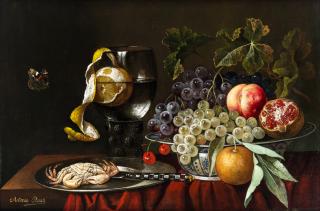 Appraisal: ANTONIO RIVAS SPANISH - Still Life with Crab and Yellow