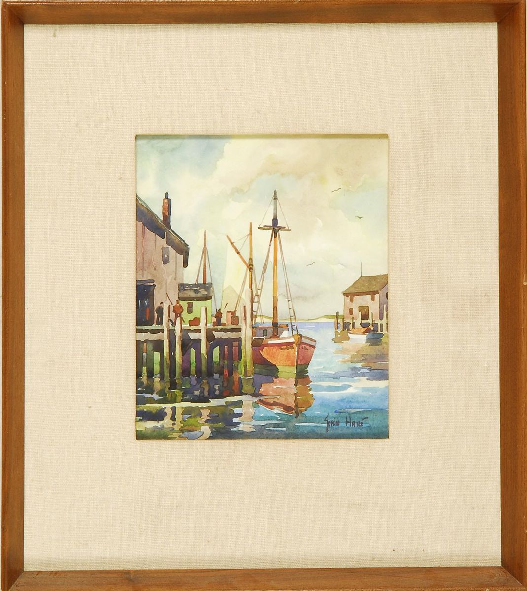 Appraisal: JOHN CUTHBERT HAREAmerican - Fishing boat at a New England