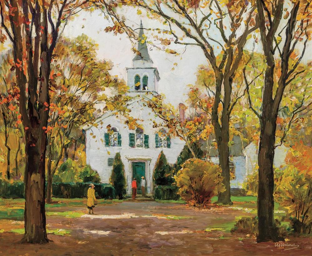 Appraisal: ANTHONY THIEME American - Rockport Church oil on canvas signed