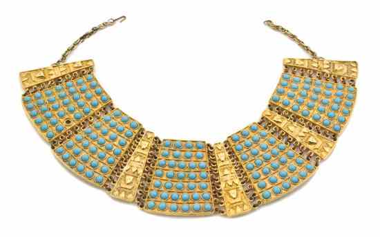 Appraisal: A Faux Turquoise and Goldtone Collar Necklace