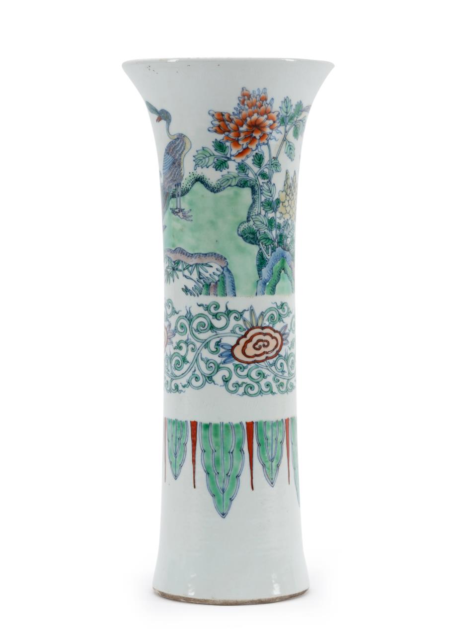 Appraisal: CHINESE DOUCAI PEACOCK VASE Chinese Doucai peacock vase of trumpet