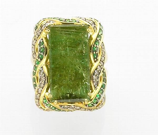 Appraisal: Green Tourmaline Tsavorite and Diamond Ring By Robert Wander for