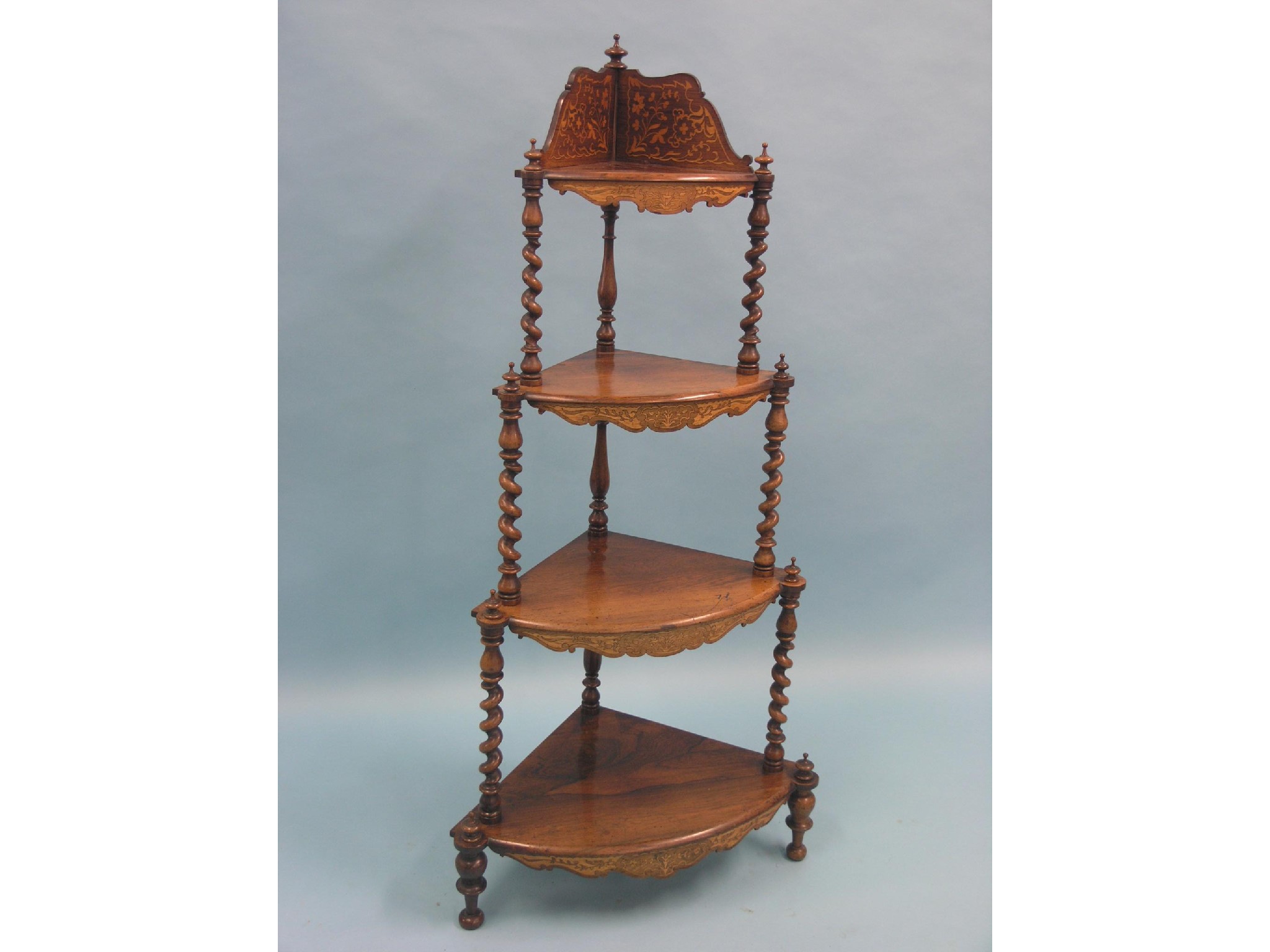 Appraisal: A Victorian inlaid rosewood corner-fitting whatnot four tapering stages with