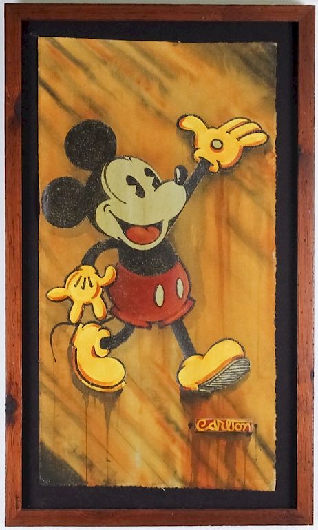 Appraisal: Trevor Carlton Pie Eyed Mickey Mouse On Canvas L E