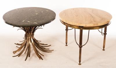 Appraisal: A circular variegated marble table with gilt metal wheat sheaf