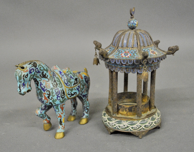 Appraisal: - Chinese cloisonn temple incense burner late th c h