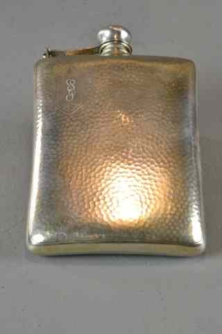 Appraisal: Sterling Silver Monogramed FlaskTwo sided flask is hammered and monogramed