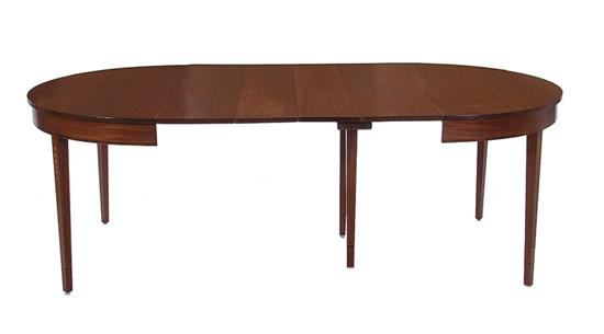 Appraisal: Hepplewhite inlaid mahogany dining table oval top with four leaves