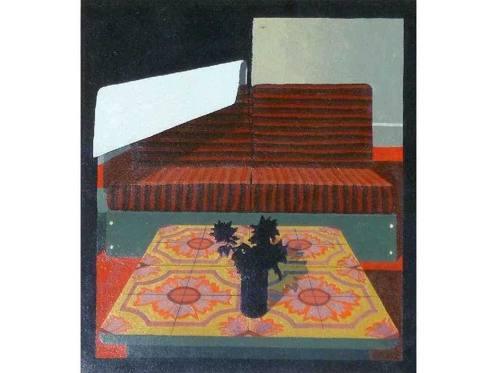 Appraisal: A FALK ACRYLIC Interior with vase of flowerssigned and dated