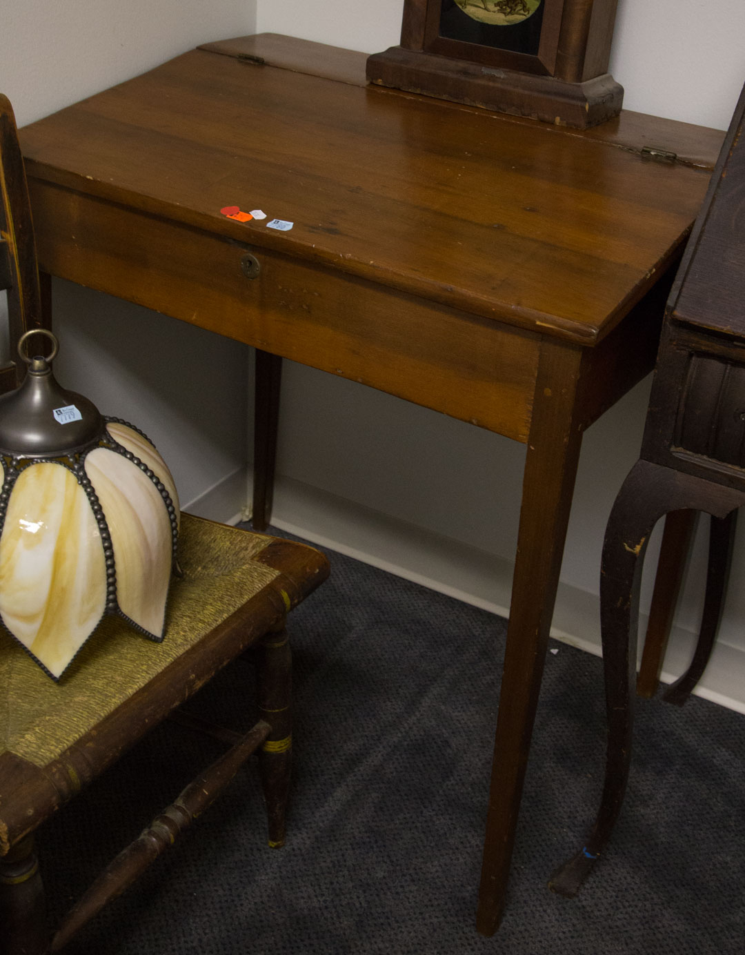 Appraisal: Vernacular stained pine lift-top desk