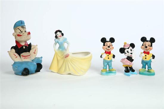 Appraisal: FIVE COLLECTIBLE FIGURES The group includes a Snow White pottery