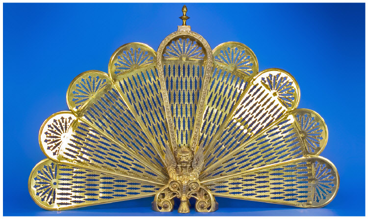 Appraisal: Brass Fire Screen Modelled In the Form Of A Fan