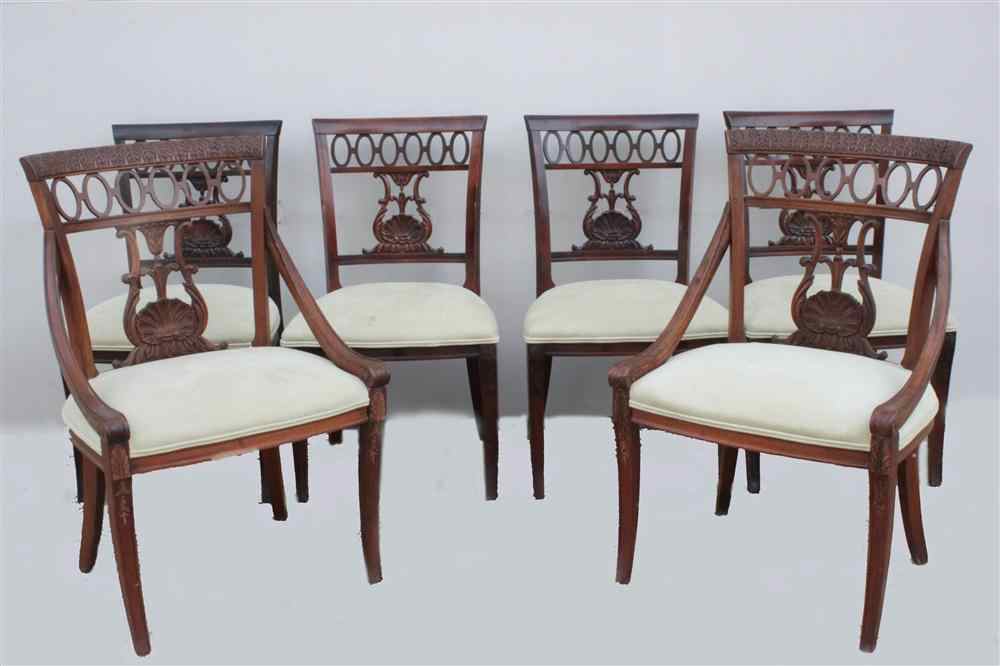 Appraisal: SET OF SIX ENGLISH REGENCY STYLE MAHOGANY DINING ROOM CHAIRS