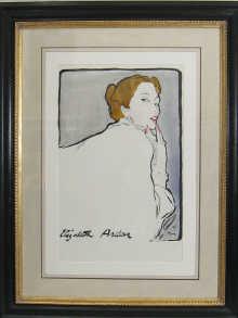 Appraisal: A watercolour of Elisabeth Arden by Rene Gruau - probably