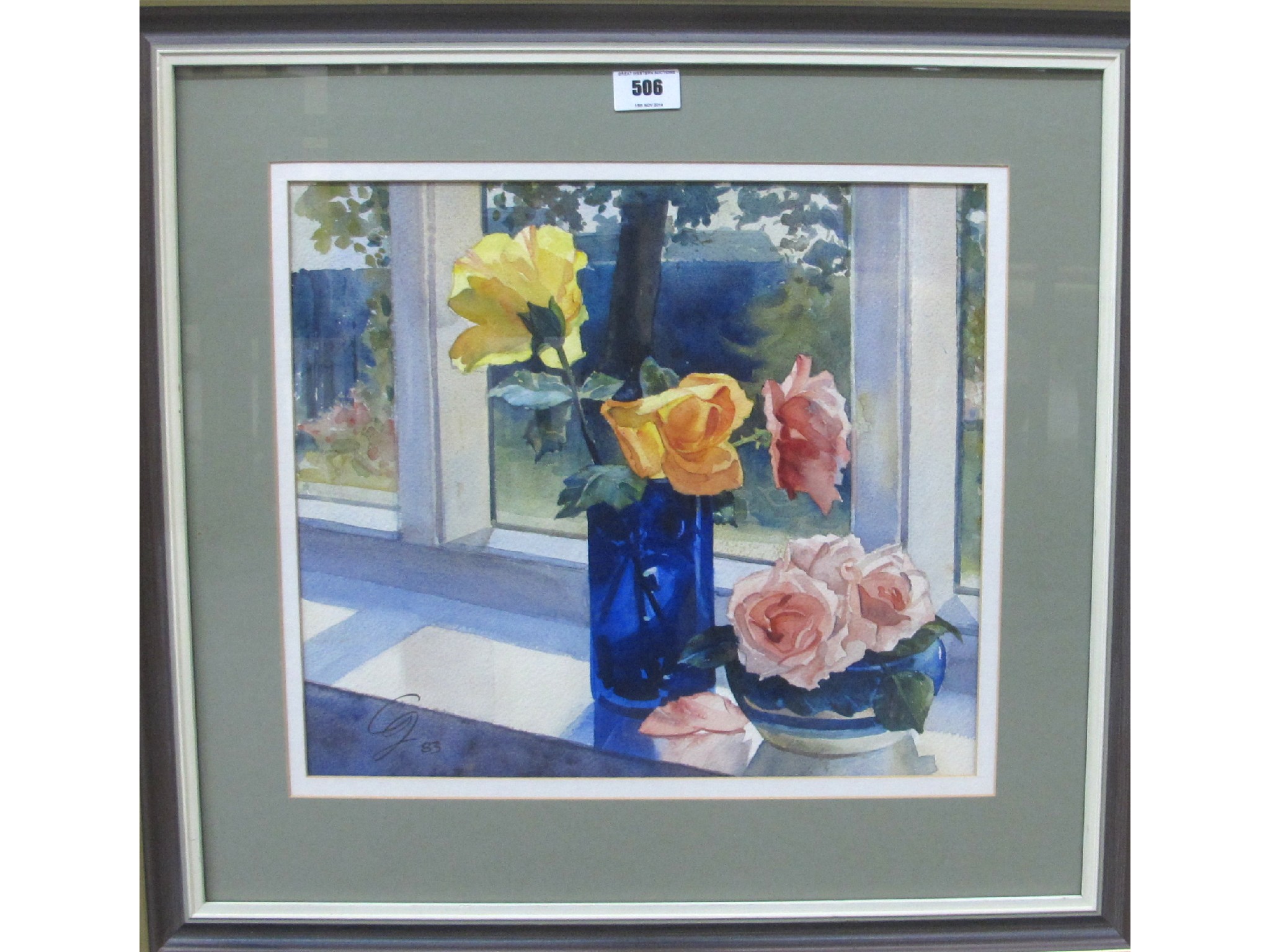 Appraisal: GORDON L JOY Last of the summer roses signed watercolour