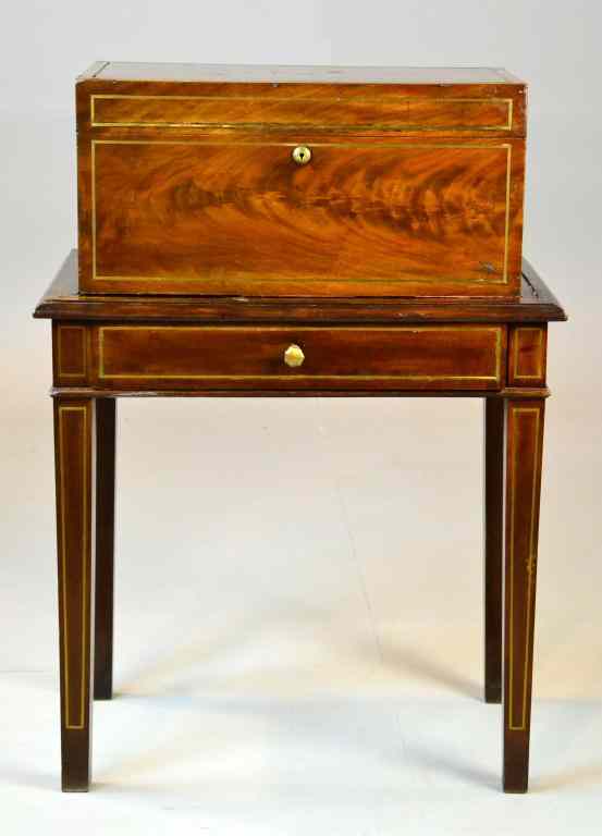 Appraisal: Rare Benson Hedges Humidor And StandIn mahogany with brass line