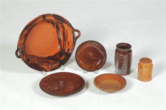 Appraisal: SIX PIECES OF REDWARE Probably American mid th century Two