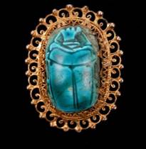 Appraisal: Another Faience Scarab Pendant Set into a gilt wash frame