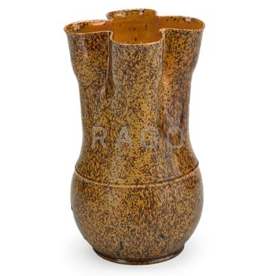 Appraisal: GEORGE OHR - Fine and large quatrefoil vase ochre and