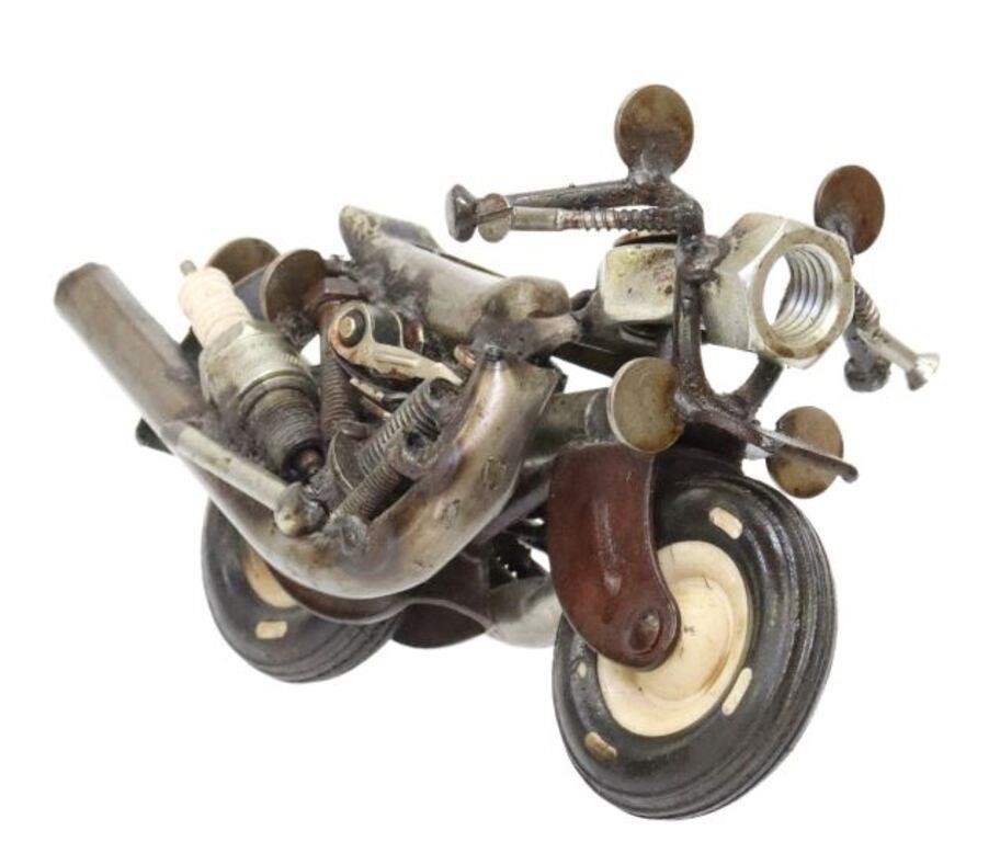 Appraisal: Assemblage sculpture Motorcycle fashioned from found objects approx h l