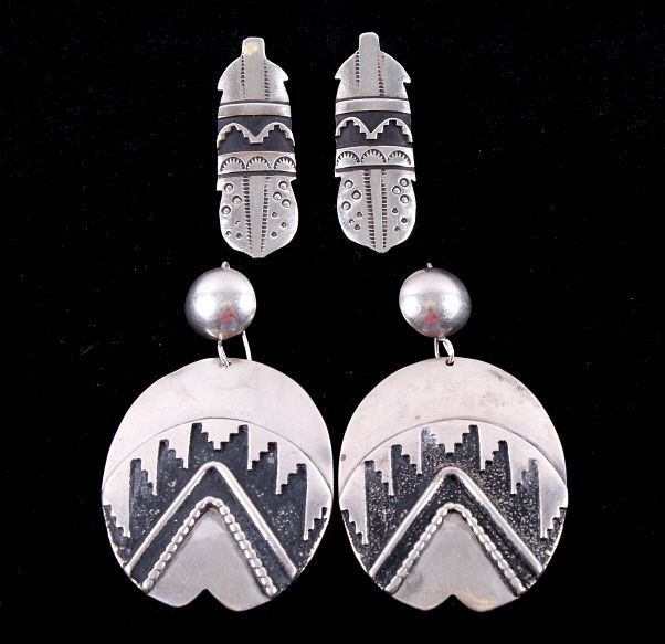 Appraisal: Two Pairs of signed T Singer Sterling Earrings Included in