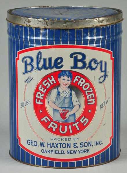 Appraisal: Blue Boy Fresh Frozen Fruits -Pound Tin Description Has some