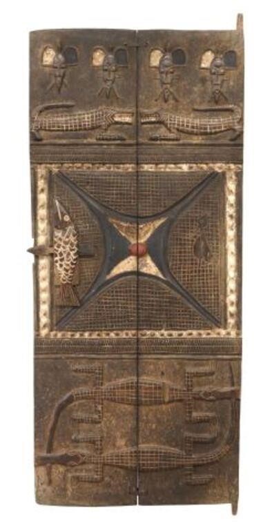 Appraisal: African paneled granary door possibly the Dogon peoples Mali and