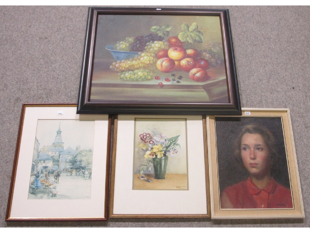 Appraisal: Lot comprising an oil on canvas still life an oil