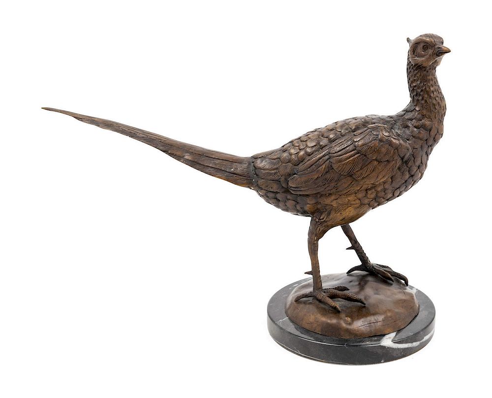 Appraisal: A Bronze Figure of a Pheasant set on a circula