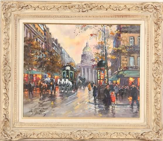 Appraisal: Paris street scene oil on canvas x SLL Gerome Paris