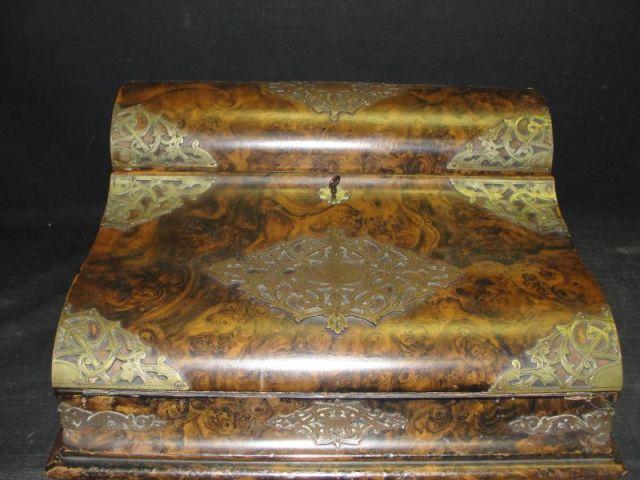 Appraisal: Regency Style Burlwood and Gilt Mounted Lap Desk From an