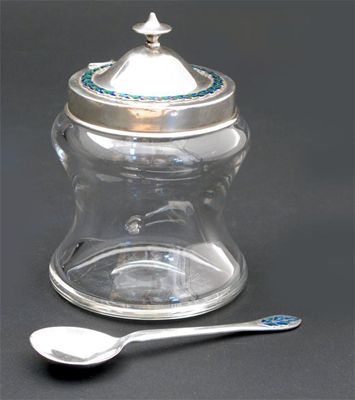 Appraisal: A Liberty Co silver and enamel preserve pot cover and