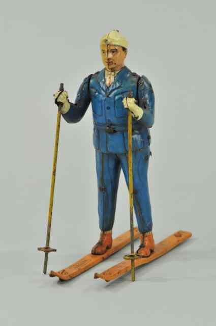 Appraisal: LEHMANN SKI ROLF Germany rare example lithographed tin figure depiction