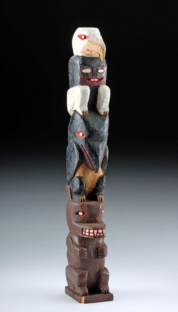 Appraisal: s Haida Tlingit Red Cedar Totem Pole Native American Pacific