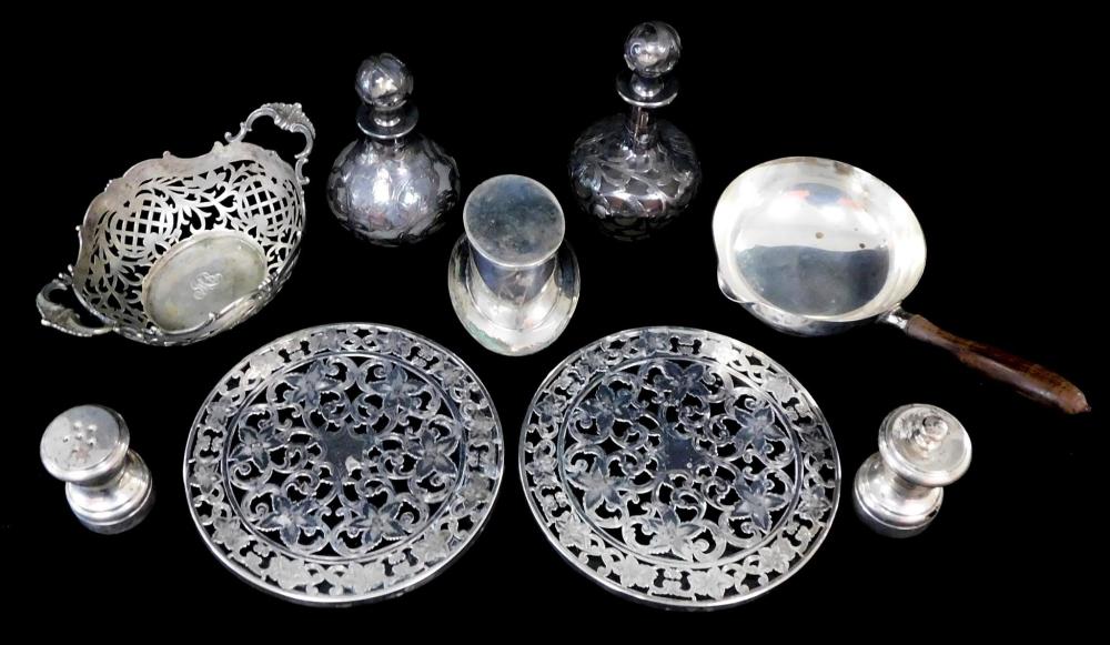 Appraisal: SILVER Nine pieces many weighted or with non-silver parts including