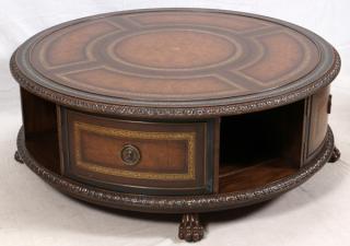 Appraisal: MAITLAND-SMITH LEATHER TOP AND MAHOGANY COFFEE TABLE H DIA A